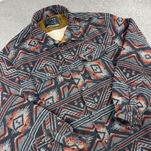 Jachs New York Mens XL Southwestern Sherpa Lined Wool Blend Shirt Jacket Shacket